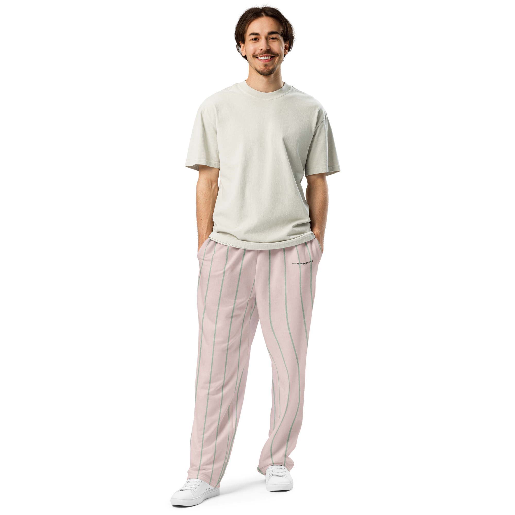 PBWY™ No Parade F.C. — Track Jogger Wide-Leg Rose Pinstripe