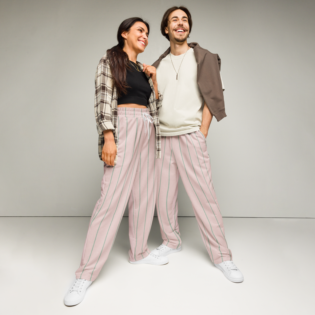 PBWY™ No Parade F.C. — Track Jogger Wide-Leg Rose Pinstripe