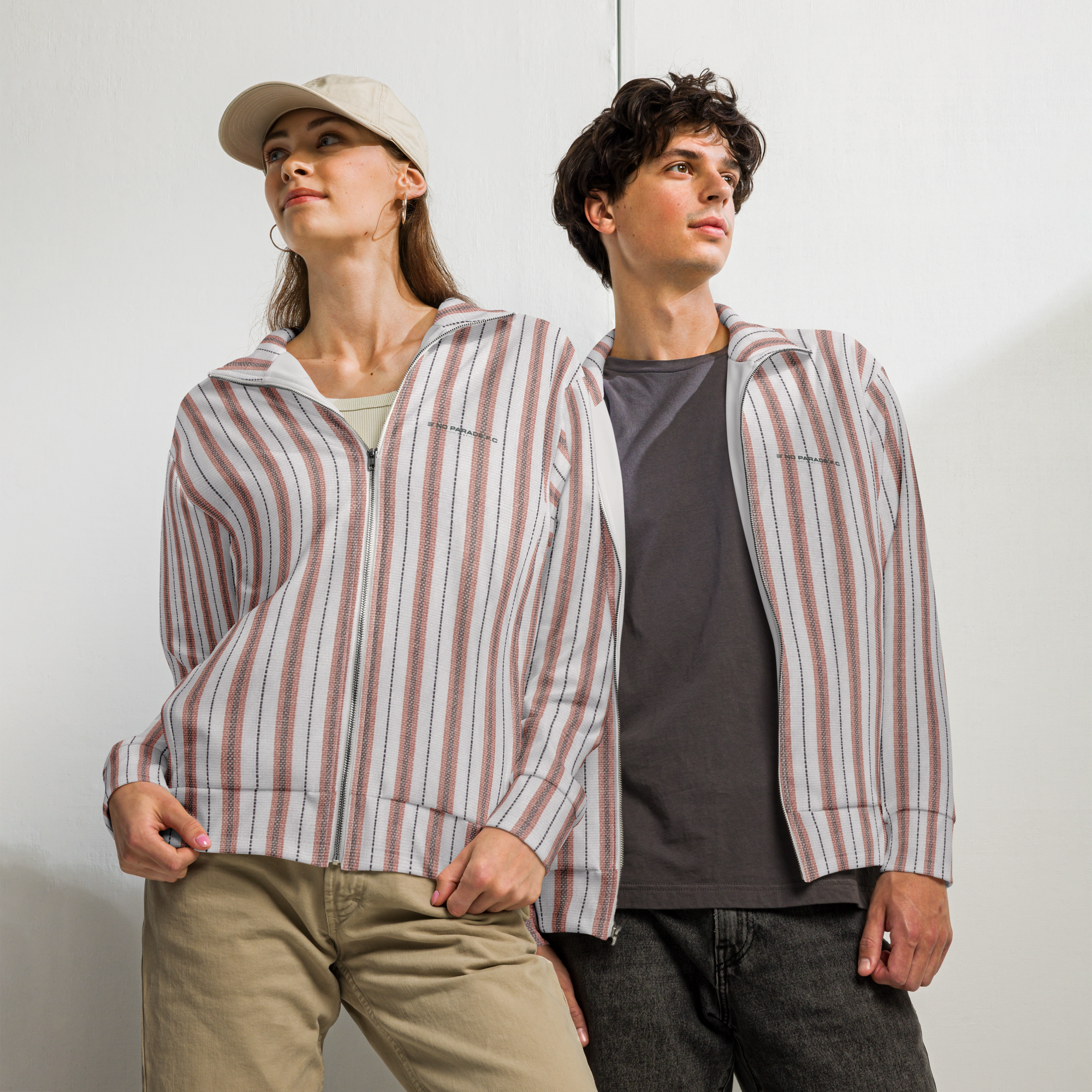 PBWY™ No Parade F.C. — Track Jacket Terracotta Pinstripe