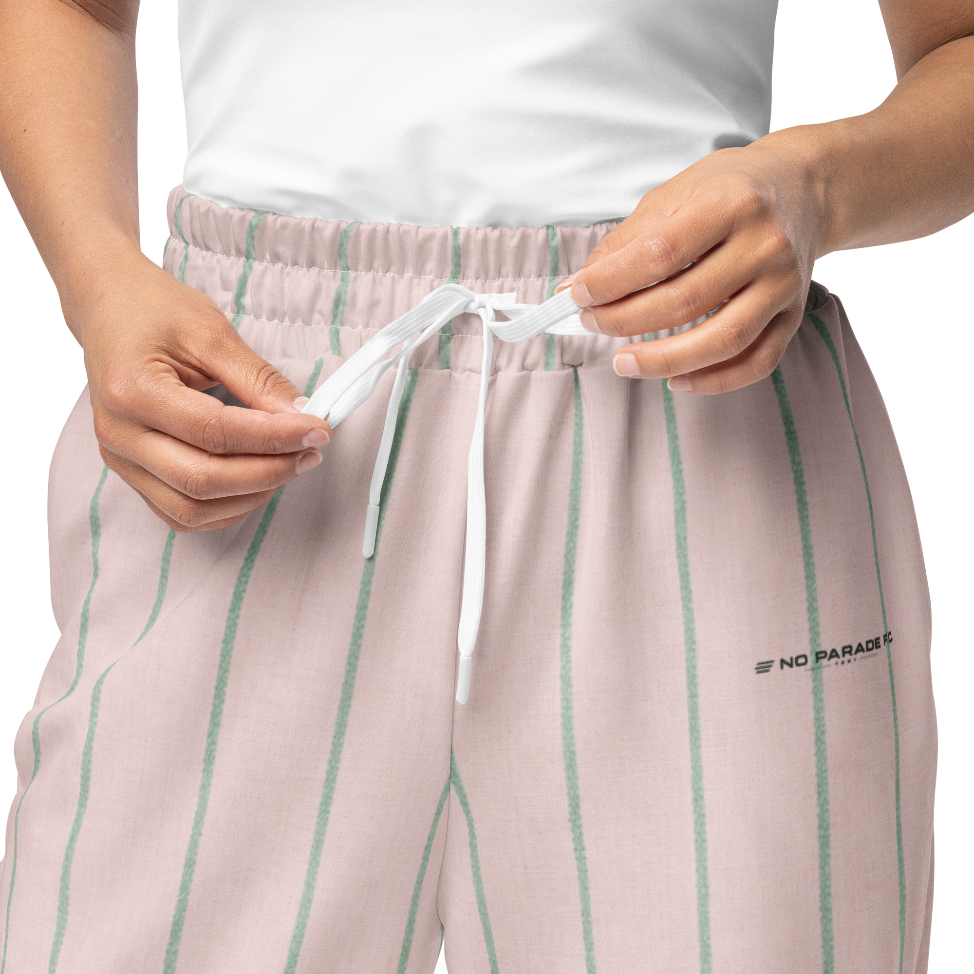 PBWY™ No Parade F.C. — Track Jogger Wide-Leg Rose Pinstripe