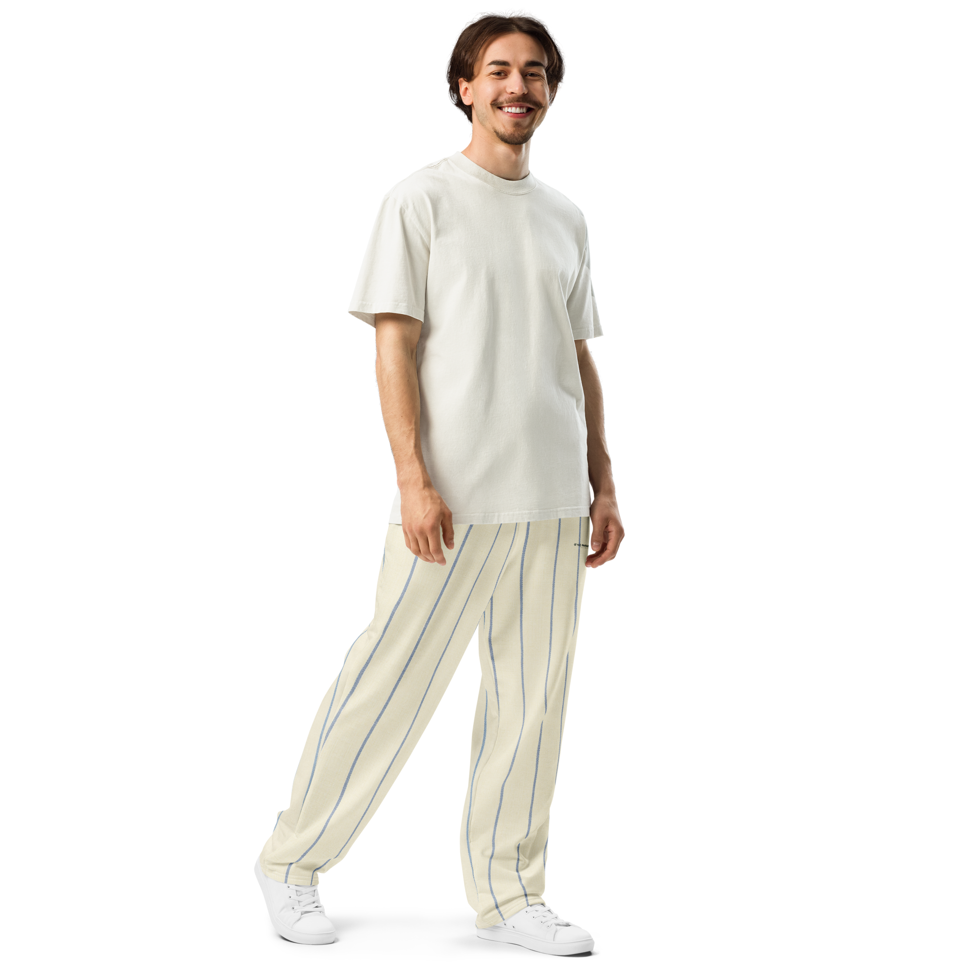 PBWY™ No Parade F.C. — Track Jogger Wide-Leg Cream Pinstripe