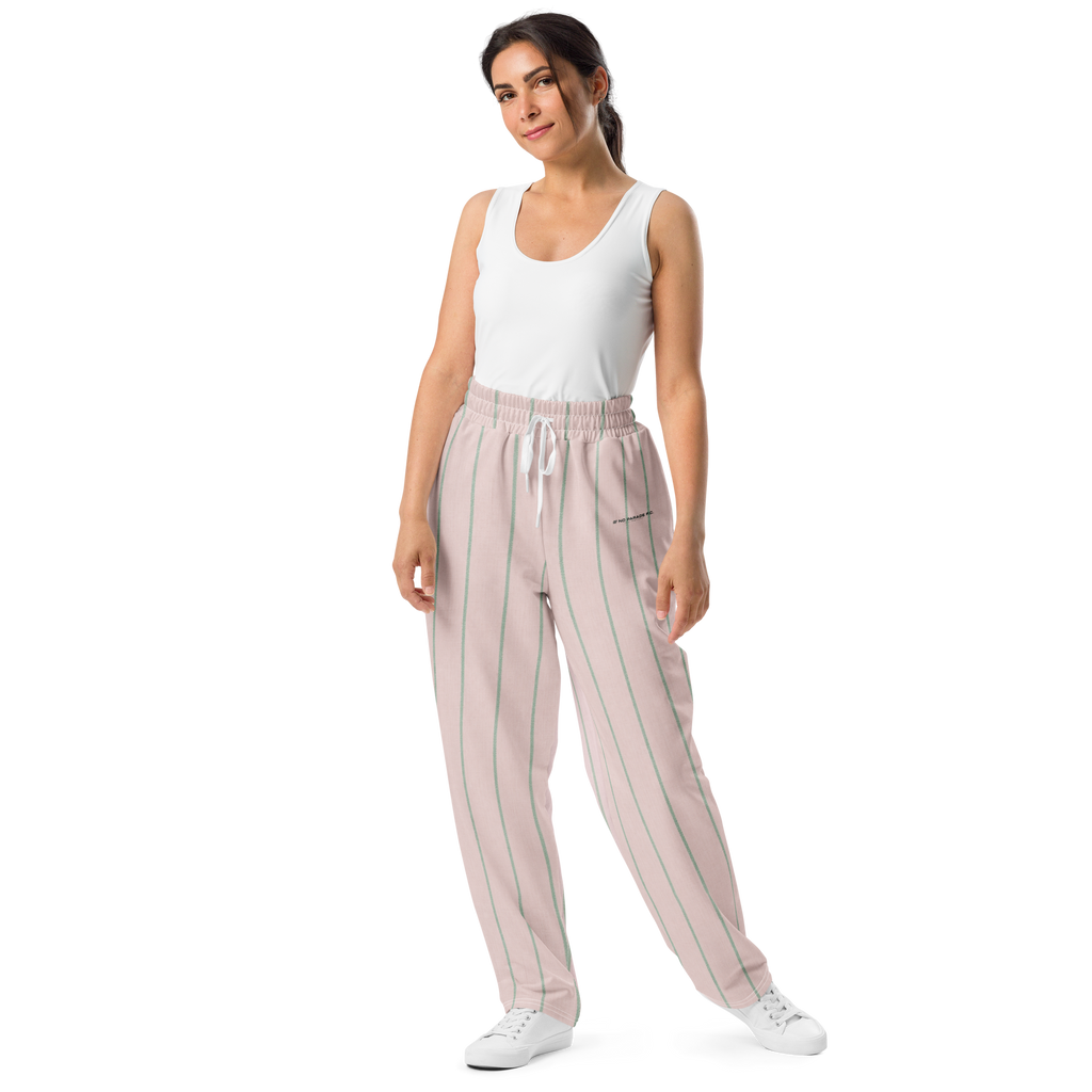 PBWY™ No Parade F.C. — Track Jogger Wide-Leg Rose Pinstripe