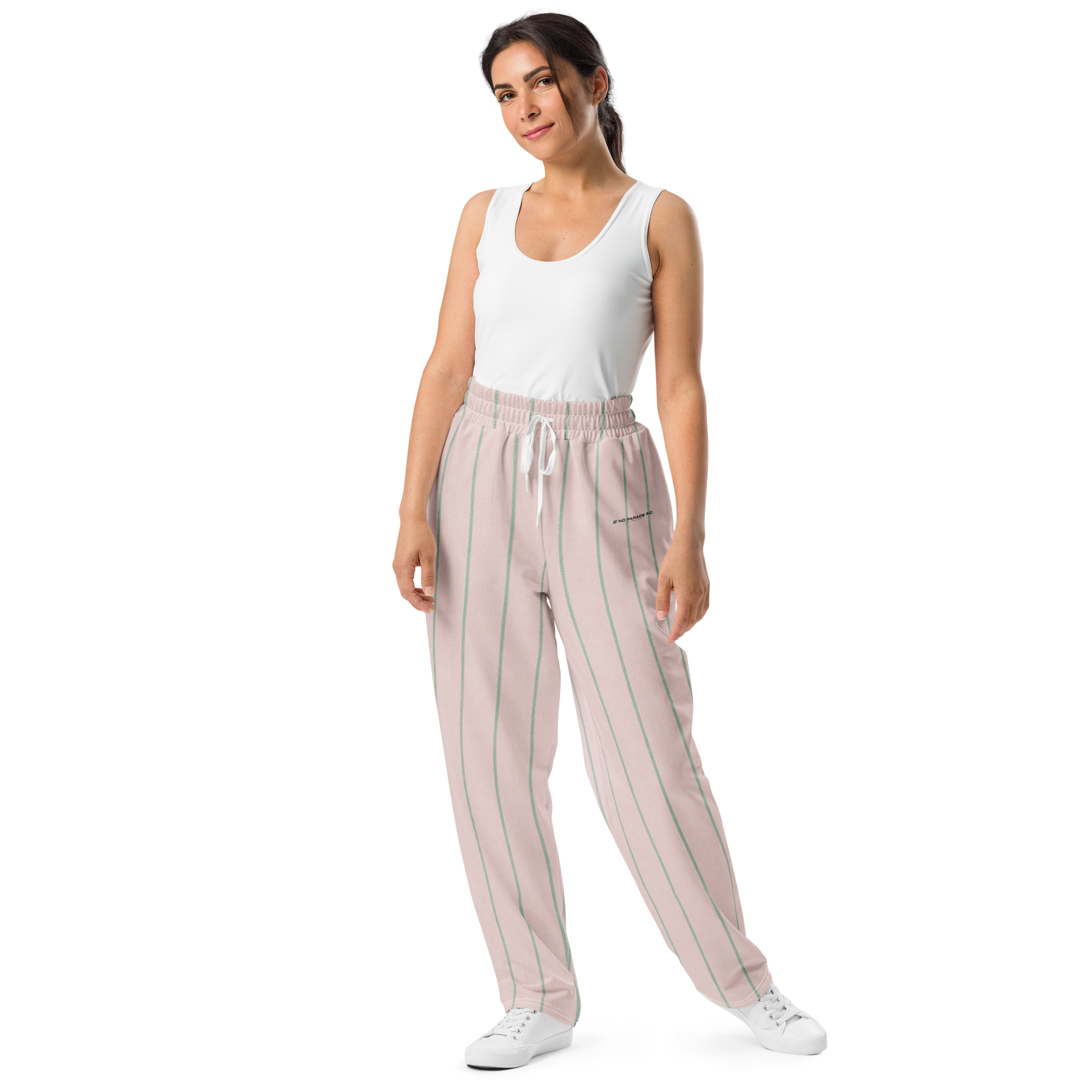 PBWY™ No Parade F.C. — Track Jogger Wide-Leg Rose Pinstripe