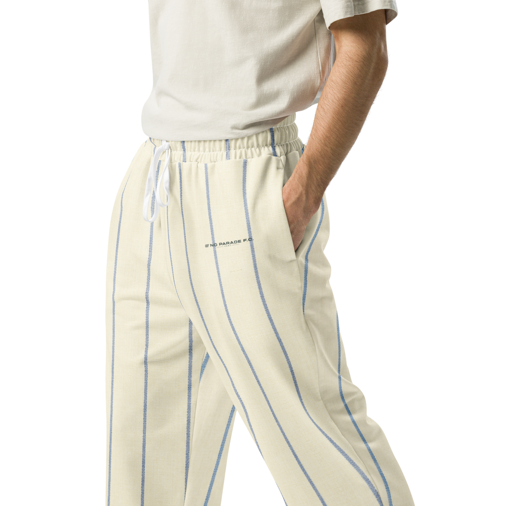 PBWY™ No Parade F.C. — Track Jogger Wide-Leg Cream Pinstripe
