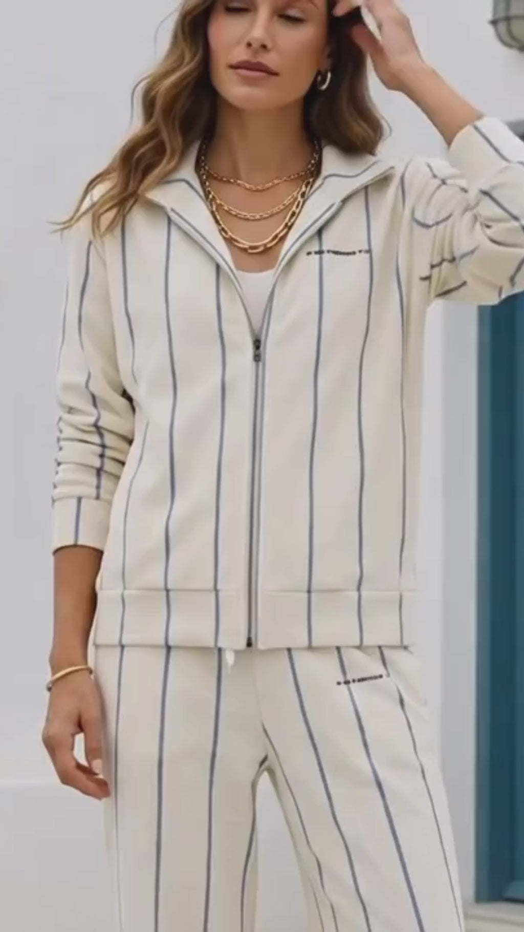 PBWY™ No Parade F.C. — Track Jacket Cream Pinstripe